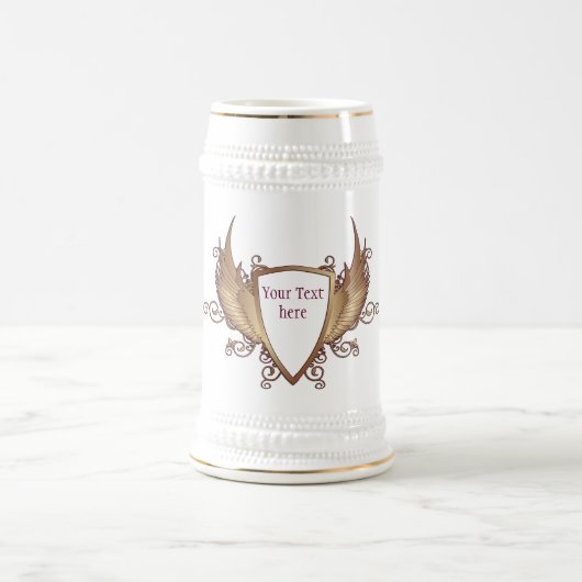 CREST mit FLÜGELN + Ihr Text Bierglas (Mittel)