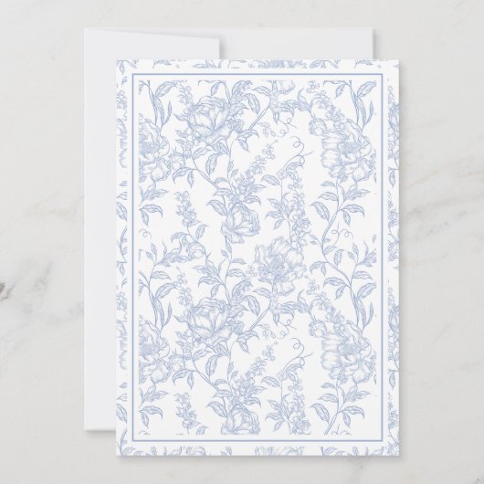 Crest Monogram Blue Chinoiserie Floral Script Save The Date (Rückseite)