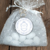 Crest Monogram Dusty Blue Florale Hochzeit Runder Aufkleber