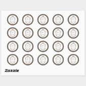 Crest Monogram Mocha- und Creme-Hochzeit Runder Aufkleber (Blatt)