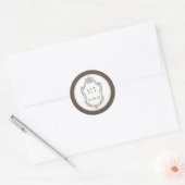 Crest Monogram Mocha- und Creme-Hochzeit Runder Aufkleber (Umschlag)