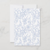 Crest Monogram Soft Delft Blue Floral Script RSVP Karte (Rückseite)