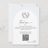 Crest Monogram wedding QR-code photo album  Dankeskarte (Vorderseite)