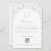 Crest-Monogramm Blassbraun QR-Code-Fotoalbum Dankeskarte (Vorderseite)