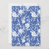 Crest Monogramm Delft Blau Florales Skript Save The Date (Rückseite)