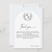 Crest-Monogramm-Hochzeits-QR-Code-Fotoalbum Dankeskarte (Vorderseite)