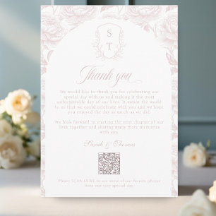 Crest Monogramm Rosa QR-Code Fotoalbum Dankeskarte
