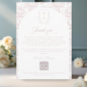 Crest Monogramm Rosa QR-Code Fotoalbum Dankeskarte