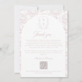 Crest Monogramm Rosa QR-Code Fotoalbum Dankeskarte (Vorderseite)