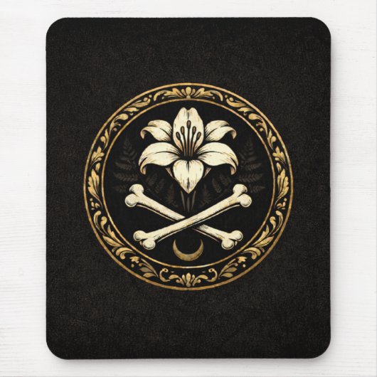 Crest Mouse Pad | Dark Academia Lily & Bones Mousepad (Vorne)