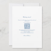 Crest Vibrant Blaues Monogramm QR-Code Hochzeit Einladung (Rückseite)