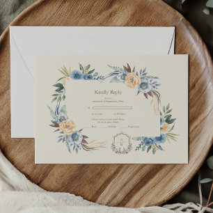 Crest Western Country Bohemian Florale Hochzeit RSVP Karte