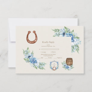 Crest Western Country Bohemian Florale Hochzeit RSVP Karte