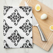 Cresta Damask Muster (B) Schwarz Handtuch (Viertel Falte)