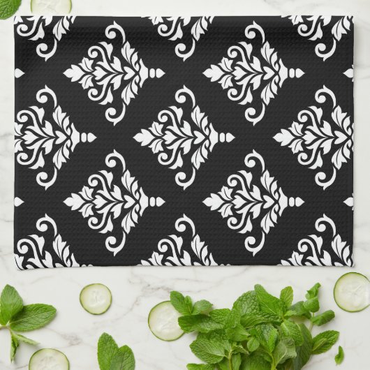 Cresta Damask Muster (B) weiß Handtuch (Gefaltet)