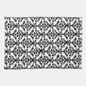 Cresta Damast-vertikales Muster-Schwarzes auf Weiß Geschirrtuch (Horizontal)