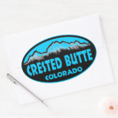 Crested Butte Colorado Blue Oval Aufkleber (Umschlag)