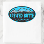 Crested Butte Colorado Blue Oval Aufkleber (Tasche)