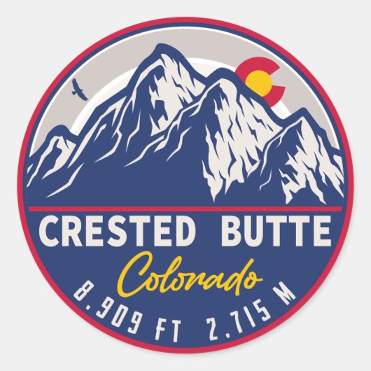 Crested Butte Colorado - Camping Wandern Runder Aufkleber (Vorderseite)