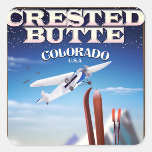 Crested Butte Colorado Reiseplakat Quadratischer Aufkleber