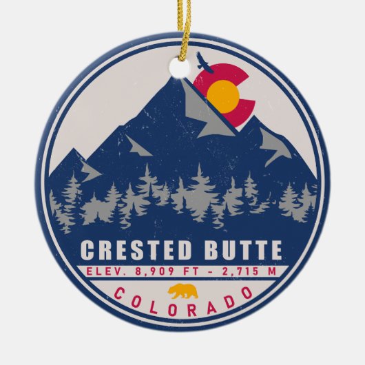 Crested Butte Colorado Retro Souvenirs Keramik Ornament (Vorne)