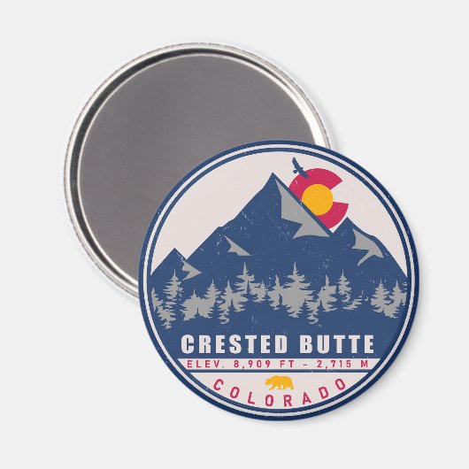 Crested Butte Colorado Retro Souvenirs Magnet (Vorderseite/Rückseite)
