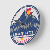 Crested Butte Colorado Retro Souvenirs Runde Wanduhr (Winkel)