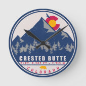 Crested Butte Colorado Retro Souvenirs Runde Wanduhr (Vorderseite)