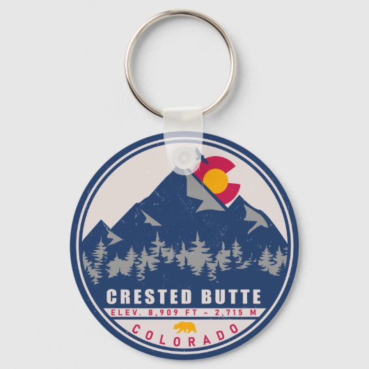 Crested Butte Colorado Retro Souvenirs Schlüsselanhänger (Rückseite)