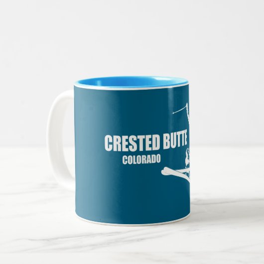 Crested Butte Colorado Skier Zweifarbige Tasse (Vorderseite Links)