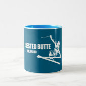 Crested Butte Colorado Skier Zweifarbige Tasse (Mittel)