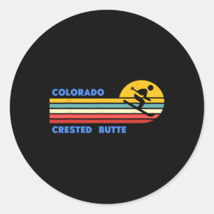 Crested Butte Colorado Skifahren Skifahrer Ski Ret Runder Aufkleber