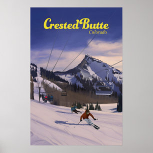 Crested Butte Colorado Skigebiet Reiseplakat Poster