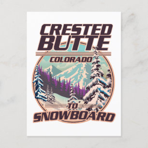 Crested Butte Colorado Snowboarding Logo Einladungspostkarte