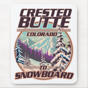 Crested Butte Colorado Snowboarding Logo Mousepad