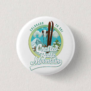 Crested Butte Mountain Colorado Logo Button