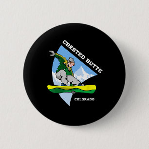 Crested Butte Mountain Colorado Snowboarden Button
