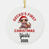 Crested Gecko First Christmas 2025 Keramik Ornament (Vorne)