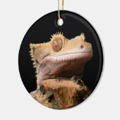 Crested Gecko Lizard auf Schwarzer Keramik Ornamen Keramik Ornament (Links)