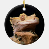 Crested Gecko Lizard auf Schwarzer Keramik Ornamen Ornament (Hinten)