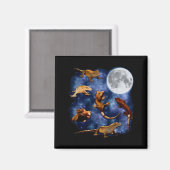 Crested Gecko Moon Retro Reptile Mom Dad Breeder L Magnet (Vorderseite/Rückseite)
