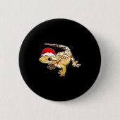 Crested Gecko Santa Hat Christmas Pajama Lizard Re Button (Vorderseite)