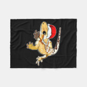 Crested Gecko Santa Hat Christmas Pajama Lizard Re Fleecedecke (Vorderseite (Horizontal))