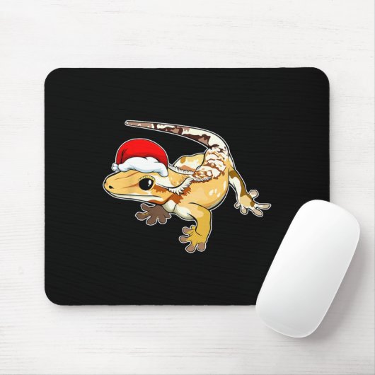 Crested Gecko Santa Hat Christmas Pajama Lizard Re Mousepad (Mit Mouse)