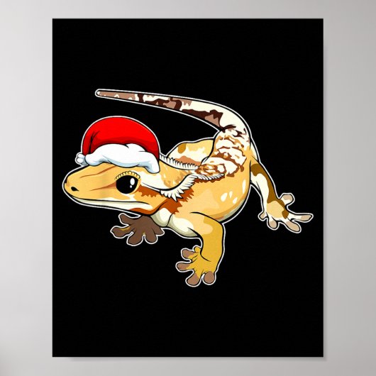 Crested Gecko Santa Hat Christmas Pajama Lizard Re Poster (Vorne)