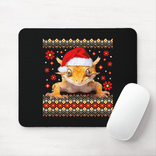 Crested Gecko Ugly Christmas Sweater Mousepad (Mit Mouse)