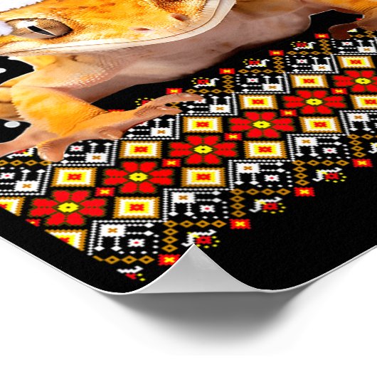 Crested Gecko Ugly Christmas Sweater Poster (Ecke)