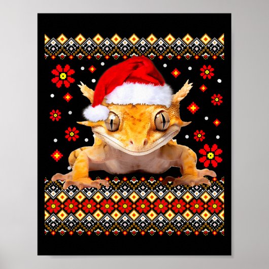 Crested Gecko Ugly Christmas Sweater Poster (Vorne)
