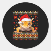 Crested Gecko Ugly Christmas Sweater Runder Aufkleber (Vorderseite)