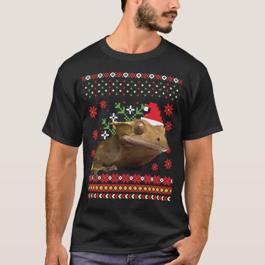 Crested Gecko Ugly Christmas Sweater T-Shirt (Vorderseite)